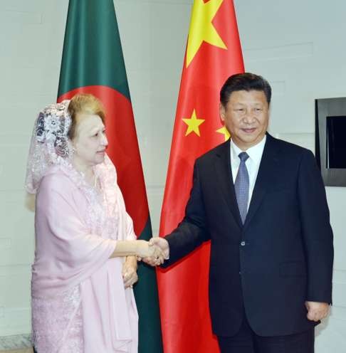 Bangladesh’s Khaleda Zia meets Chinese President Xi Jinping. Photo: AFP
