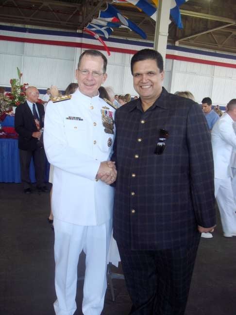 Admiral Mike Mullen with Leonard Glenn Francis. Francis, aka Fat Leonard, was a Malaysian defence contractor who supplied US Navy vessels in Asia for a quarter century. Photo: The Washington Post.