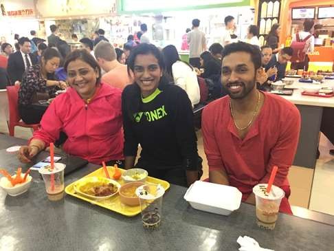 India’s PV Sindhu enjoys a meal in Hong Kong. Photo: Chan Kin-wa.