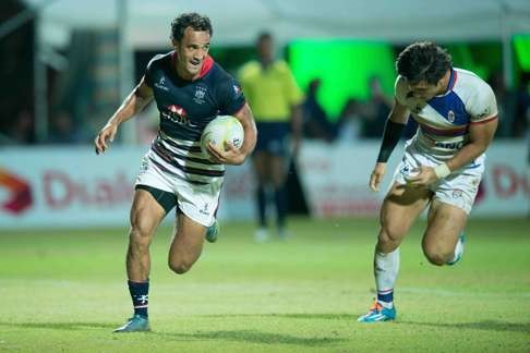 Valley fly half Ben Rimene carries for Hong Kong. Photo: SCMP Pictures
