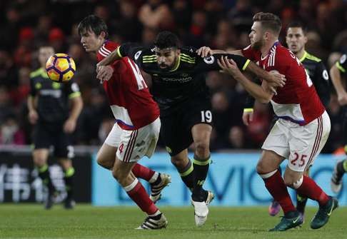 Diego Costa scored the only goal against Middlesbrough last week. Photo: Reuters