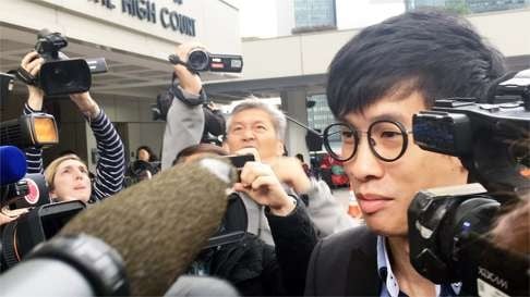 Disqualified localist lawmaker Sixtus Baggio Leung Chung-hang arriving at the High Court. Photo: Chris Lau