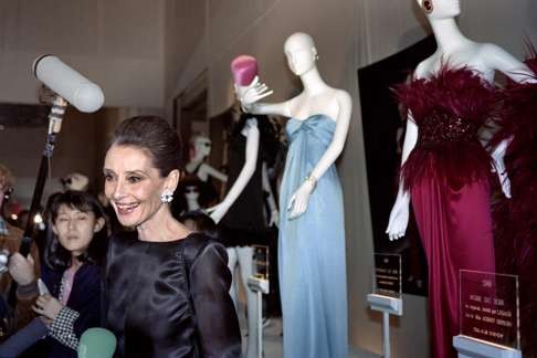 Audrey Hepburn at a reception honouring her friend and fashion designer Hubert de Givenchy in Paris in 1991. Photo: AFP