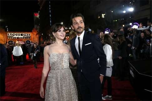 Jones and Diego Luna at the film’s premiere. Photo: Reuters
