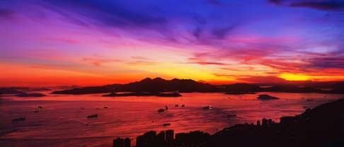 Lantau Island at sunset from the Matilda Hospital on The Peak, in 1995. Photo: Keith Macgregor