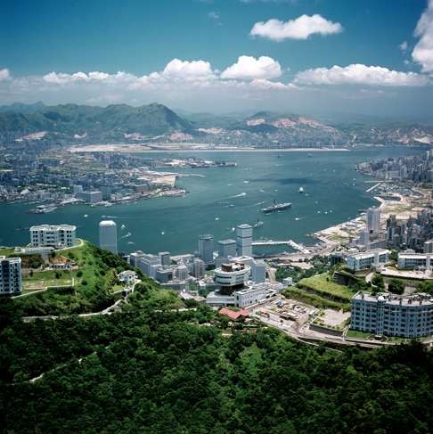 The Peak and Hong Kong Harbour from the air. Photo: Keith Macgregor