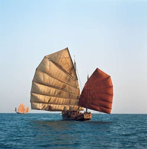 Junks sailing in the Lamma Channel in 1974. Photo: Keith Macgregor