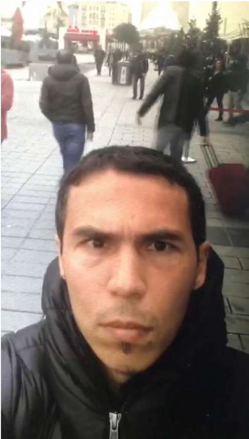 A frame grab from a video distributed by Turkish police and released on January 3 purports to show the Reina nightclub attack suspect taking a seflie in Istanbul. Photo: Reuters