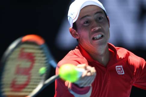 Japan’s Kei Nishikori outlasted Andrey Kuznetsov of Russia in round one. Photo: EPA