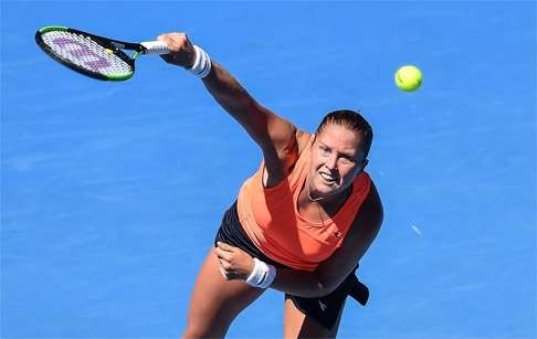 Shelby Rogers, a dark horse for this year’s Open, beat fourth seeded Halep in her opening match. Photo: EPA