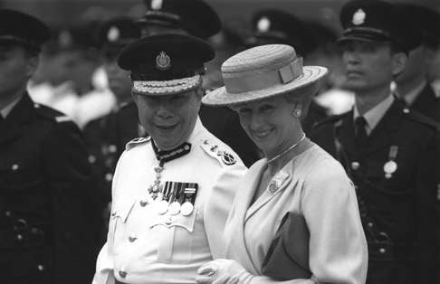 Princess Alexandra of Britain (right), accompanied by Police Commissioner Li Kwan-ha, inspecting a guard of honour during her visit to Hong Kong. Photo: Oliver Tsang