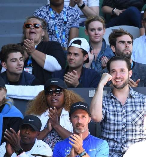 Reddit co-founder Alexis Ohanian cheers on his fiance Serena Williams. Photo: AFP