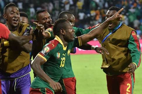 Cameroon midfielder Christian Bassogog celebrates. Photo: AFP