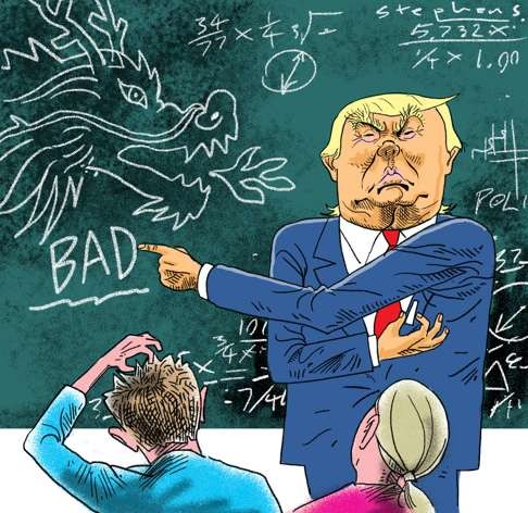 US President Donald Trump threatens to undo 40 years of US-China diplomacy, and there could be potential consequences for universities. Illustration: Craig Stephens