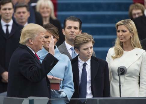 Ivanka watching her father being sworn in as president. Photo: AFP