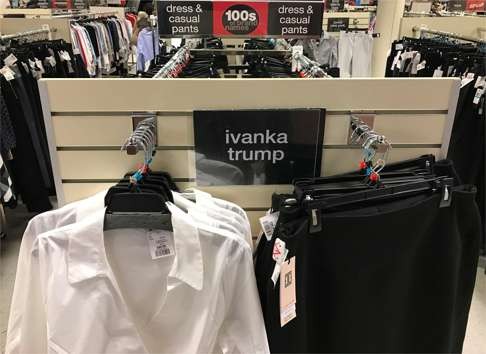 Ivanka Trump-branded blouses and trousers are seen for sale at off-price retailer Winners in Toronto. Photo: Reuters