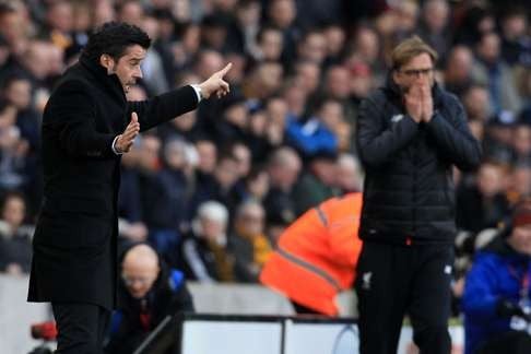 Hull City manager Marco Silva and Liverpool’s manager Juergen Klopp. Photo: AFP