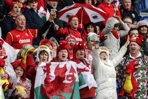 Welsh supporters rejoice as they go top of the Six Nations Championship table. Photo: EPA