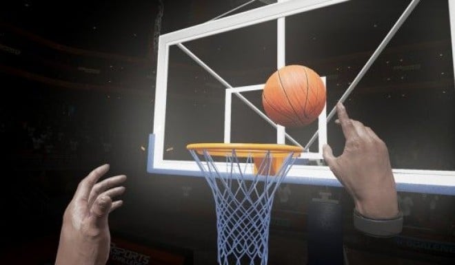 Get hands-on with virtual objects, like this basketball, with the Oculus Touch