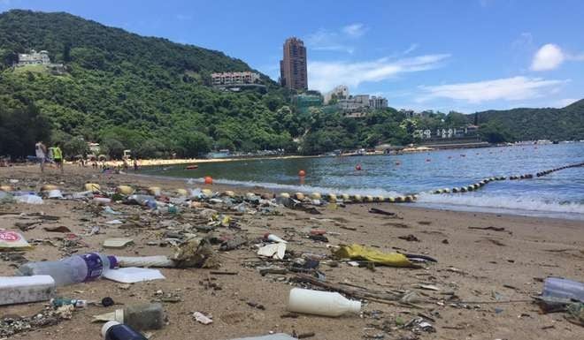 Waste washed ashore at Deep Water Bay. Photo: Lisa Christensen