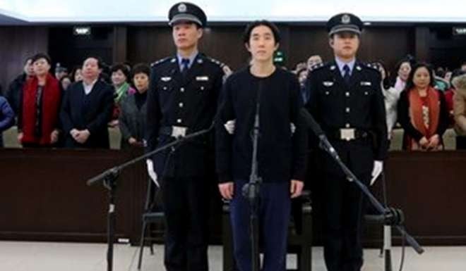 Jaycee Chan (centre), the son of film star Jackie Chan, was jailed for six months and fined 2,000 yuan after being convicted of a drugs offence at a Beijing court in 2015. Photo: SCMP Pictures