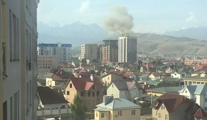 Damage at the Chinese embassy in Bishkek, Kyrgyzstan, after the blast. Photo: Zanoza.kg
