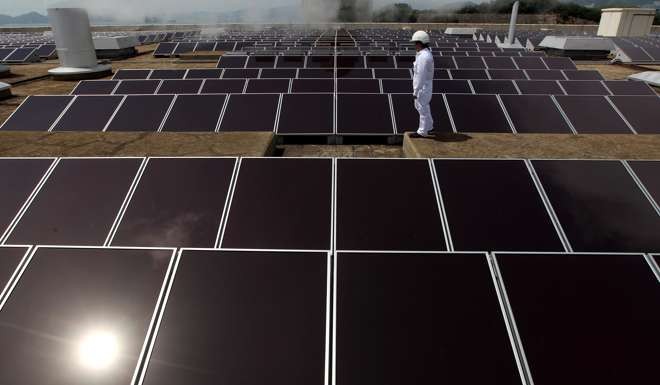 Solar panels on the roof of the Lamma Power Station. Photo: Sam Tsang