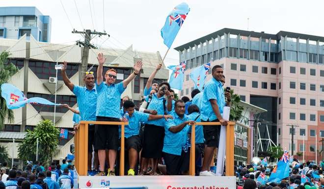 Fiji were given a heroes welcome. Photo: AFP