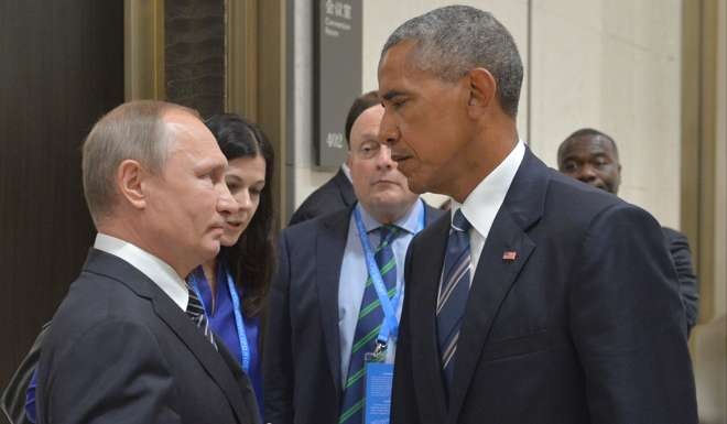 Russian President Vladimir Putin, left, speaks with US President Barack Obama in the G20 summit in China. Photo: AP