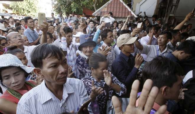 Supporters of Cambodia’s main opposition Cambodia National Rescue Party. Photo: AP