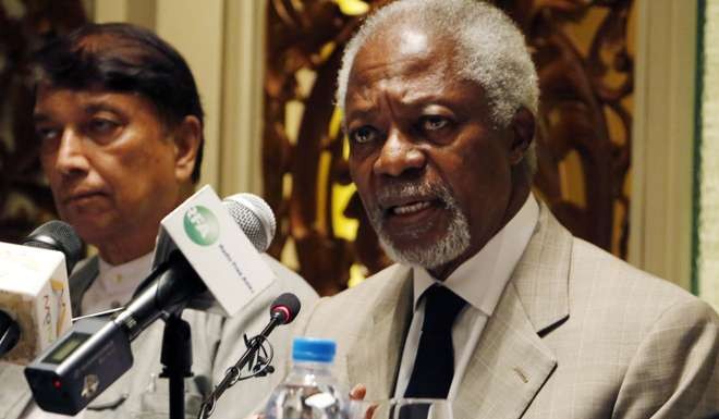Kofi Annan said he was ‘not here as an inspector or as a policeman’ upon arrival in Myanmar. Photo: AP