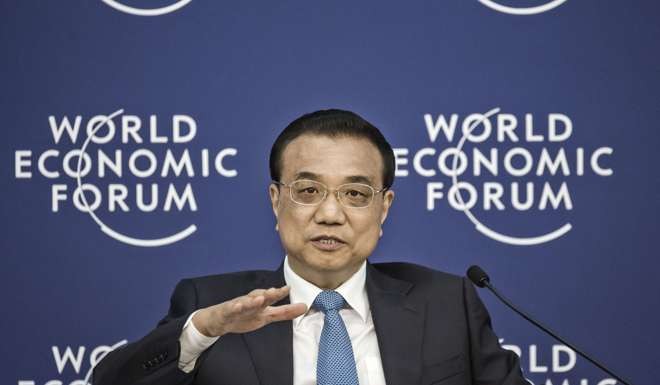 Chinese Premier Li Keqiang addresses the World Economic Forum after the Brexit vote. He said China would make efforts to ensure stability of the nation’s financial and capital markets after Brexit jolted global markets. Photo: Bloomberg