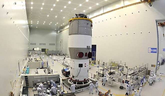 The Tiangong 2 space lab in ground testing. Photo: Xinhua