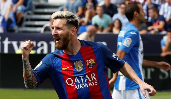 Lionel Messi cerebrates goal. Photo: Reuters