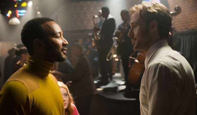 Ryan Gosling (right) and John Legend in La La Land.