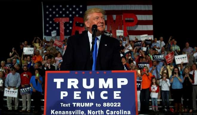 Republican presidential nominee Donald Trump holds a rally with supporters in Kenansville, North Carolina, on Tuesday. Photo: Reuters
