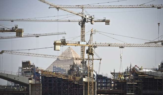 Construction near the pyramids. Picture: AFP
