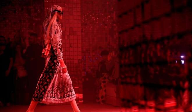 Everything was bathed in a pink glow at Gucci. Photo: Reuters