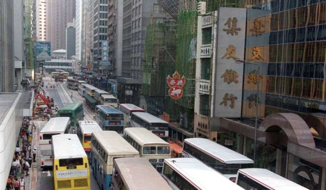 Des Voeux Road Central jammed with buses. Road congestion needs to be tackled, campaigners say. Photo: SCMP Pictures