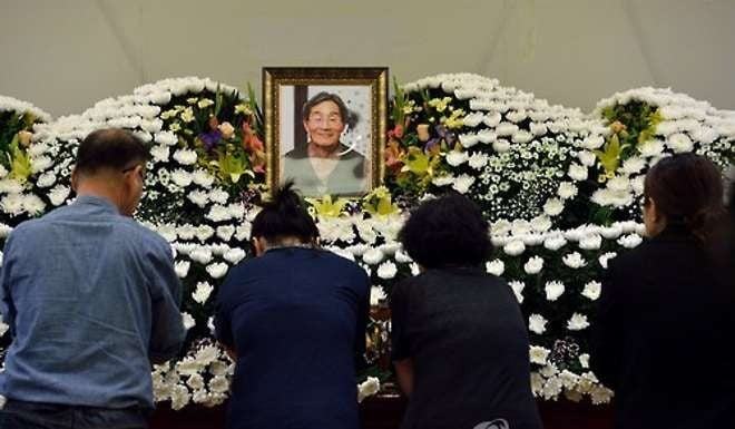 An image of Baek’s funeral, shared widely on Korean social media. Photo: Yonhap