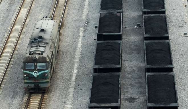 Freight cars filled with coal parked inside a coal mining facility in Huaibei, Anhui province. Photo: AFP