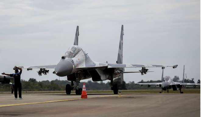 Indonesian Air Force Sukhoi fighter jets. Photo: Reuters