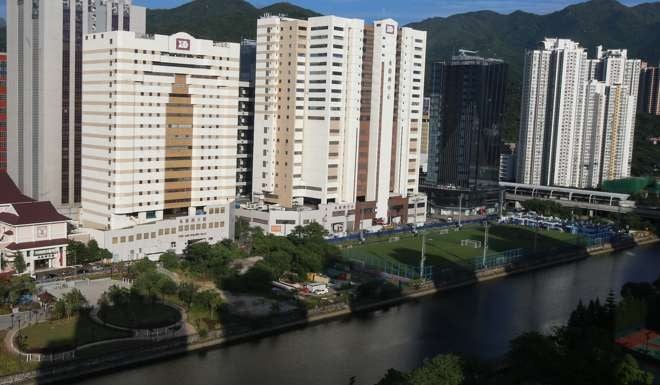 The Jockey Club Kitchee Centre in Shek Mun, with the Heung Yee Kuk building on the left. Photo: David Wong