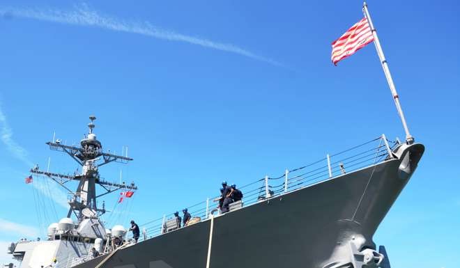 The US Navy destroyer USS John S. McCain visits Tien Sa Port in Danang, Vietnam, last month. On October 2, the destroyer, along with the submarine tender USS Frank Cable, became the first commissioned US Navy ships since the Vietnam war to moor at Cam Ranh Bay, Vietnam’s strategically important South China Sea port. Photo: AFP