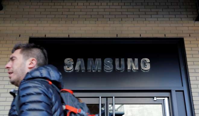 Signage is seen at the Samsung 837 store in the Meatpacking District of Manhattan, New York. Photo: Reuters