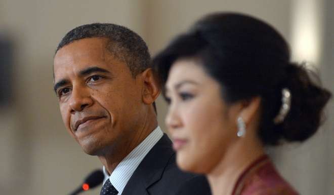 US President Barack Obama alongside then-Thai Prime Minister Yingluck Shinawatra in 2012. Photo: AFP