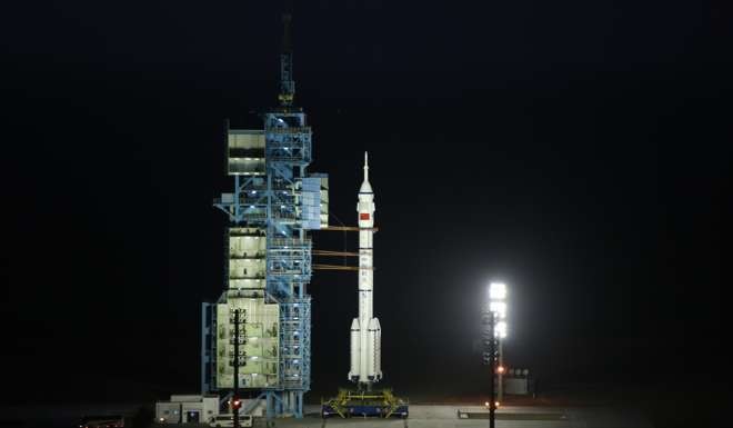 The Shenzhou-11 manned spacecraft is ready for the launch at the Jiuquan Satellite Launch Centre in Gansu Province. Photo: Xinhua