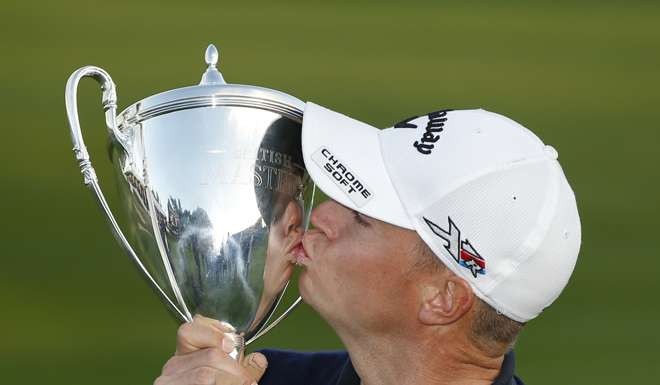 Alex Noren celebrates winning the British Masters. Photo: Reuters