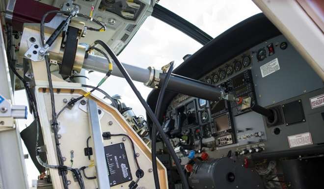 The Alias robot is capable of not just flying a plane, but seeing and reading all instrument gauges in an aircraft, as well as manually flipping switches as required. Photo: AP