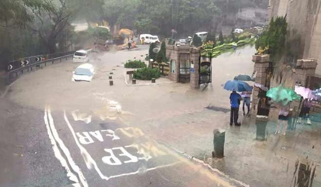The effects of the heavy rain in Tai Tam. Photo: SCMP Pictures
